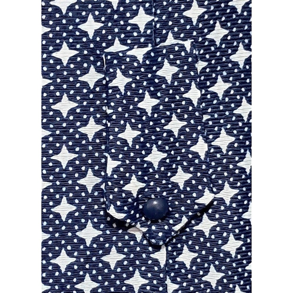 Retro Vintage 70s Geometric Star Tunic Pant Set Womens Small Navy White Mod - Picture 10 of 13